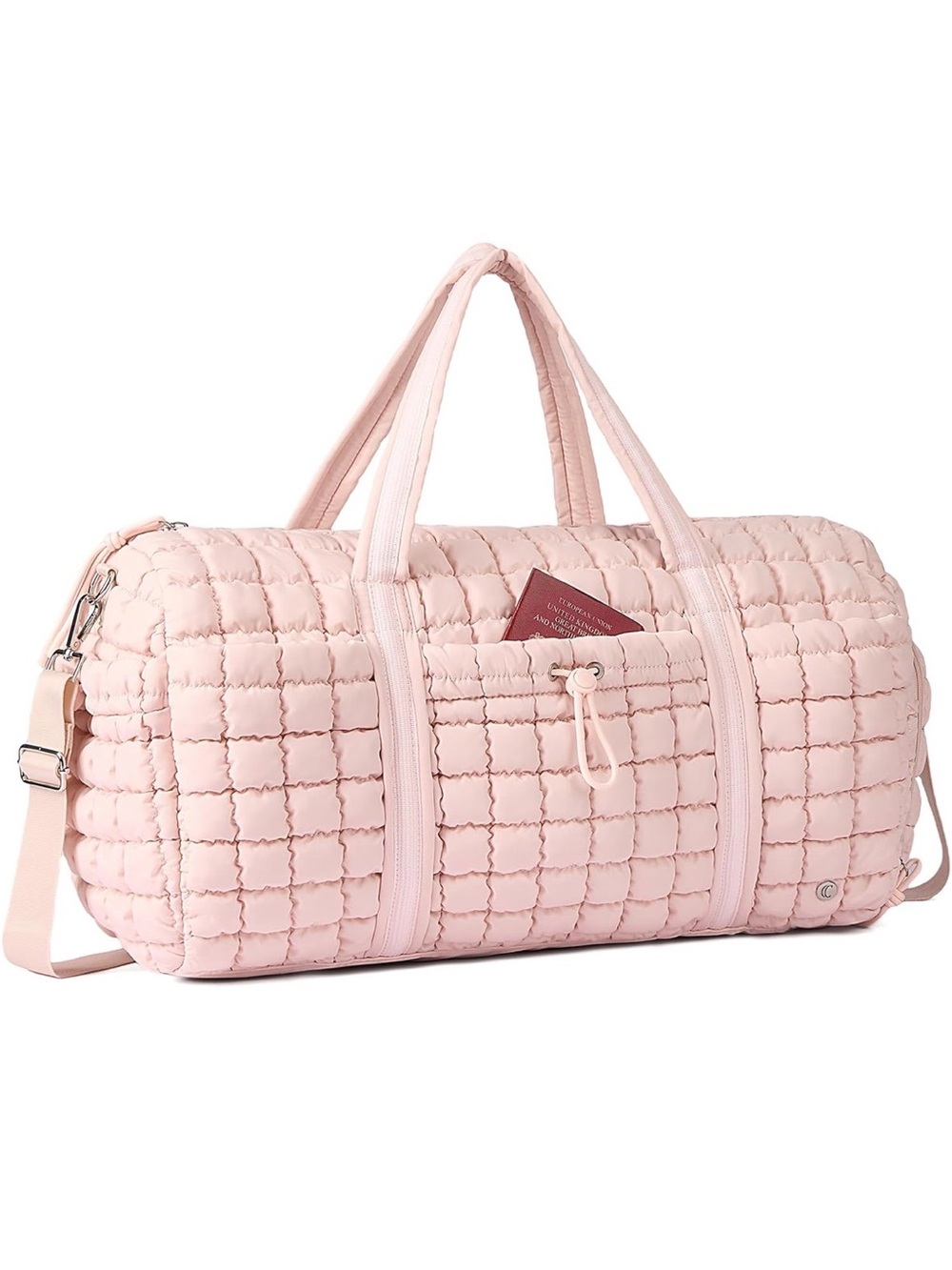 Quilted Pink Puffer Duffel Bag - Stylish Weekend Tote 🩷